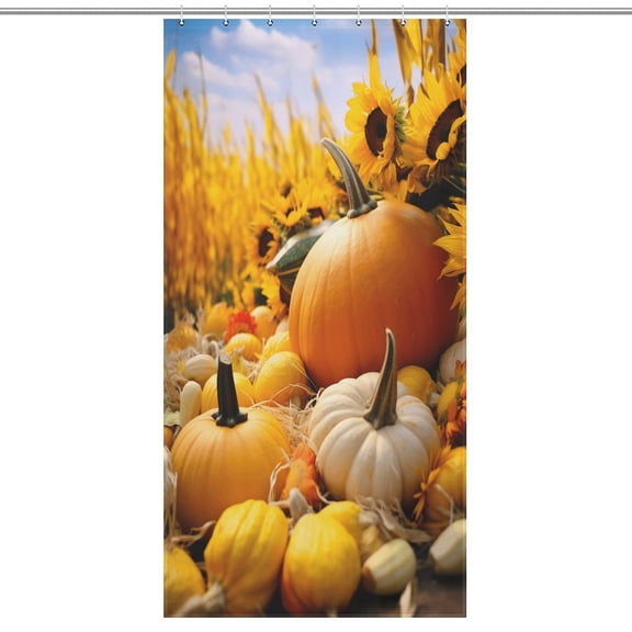 Thanksgiving Pumpkins Shower Curtain Cloth Fabric Bathroom Decor with Hooks
