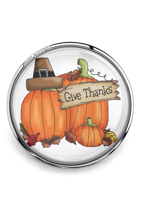 Snap Jewelry 18MM Give Thanks Pumpkins Ginger Charm with Autumn Harvest Design
