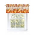 thumbnail image 1 of Thanksgiving Pumpkins Valances for Windows Farmhouse Leaves Vintage Wood Texture Rod Pocket Curtains Valance Short Window Treatment Drapes for Living Room, Bedroom Bathroom 60"&nbsp;W x 14" L, 1 of 5