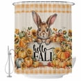 thumbnail image 1 of Thanksgiving Rabbit Shower Curtain, Waterproof Shower Curtains for Bathroom, Fall Pumpkin Sunflower Retro Orange Plaid Washable Fabric Bathtub Curtain Set Bath Decor with 12 Hooks Standard 72"x72", 1 of 8