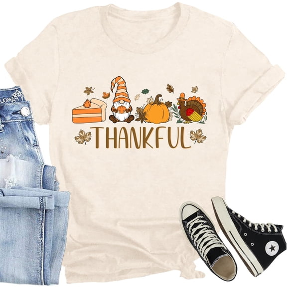 Thanksgiving Rainbow Graphic T-Shirt – Thankful Grateful Blessed Tee