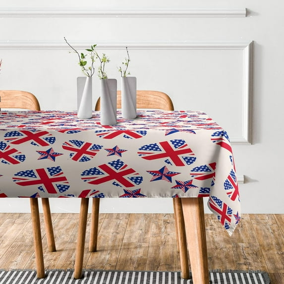Thanksgiving Rectangular Tablecloth 4th of July Heart Table Cloth Washable Table Cover for Holiday Dinner Picnic Indoor Outdoor Party Dining Room Table Decor (60x84inch)