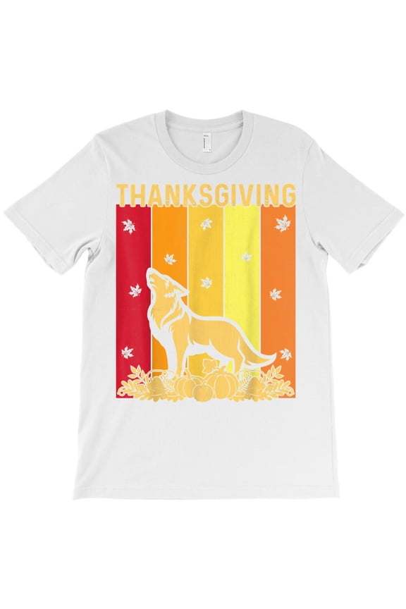 Thanksgiving Retro Wolf Matching Family Pajamas, Holiday Animal - Comfortable Fit G8195 Unisex T-Shirt, Up to Size 5XL