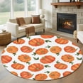 thumbnail image 1 of Thanksgiving Round Area Rug 7Ft Washable Circle Rugs for Dorm Laundry Room, Fall Orange Pumpkin Green Maple Leaves Non-Slip Carpet Floor Mats Indoor Outdoor Carpet Runner Aesthetic Home Decor, 1 of 8