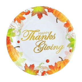 Thanksgiving Round Paper Plates, Maple Leaf Pumpkin Print Disposable Tableware, Autumn Party Decorations, Holiday Birthday Table Setting, Essential for Family Gatherings