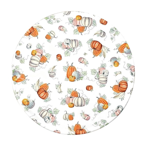 Thanksgiving Round Tablecloth Fall Theme Reusable Tablecloth for Home Party Halloween Table Decorations