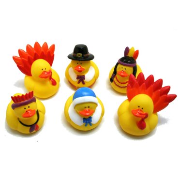 Thanksgiving Rubber Duck Set - 12 Piece Pilgrim, Native American & Turkey Duck Decor