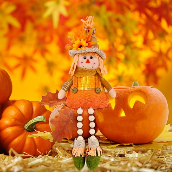 Thanksgiving Scarecrow Doll Decoration Maple Leaf Gnome Ornament Holiday Home Decor - Handcrafted Detail Multi Placement(E)