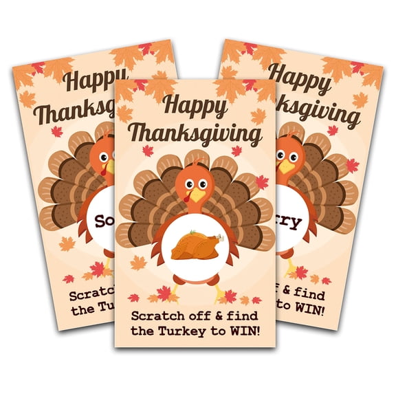 Thanksgiving Scratch Off Game Cards 50 Pack with Stickers