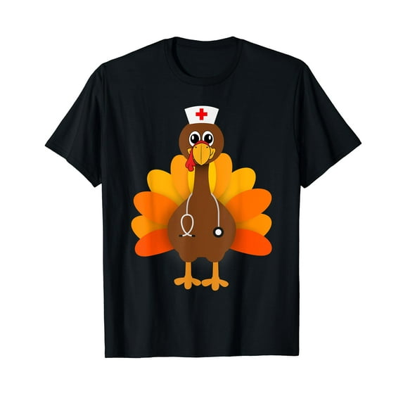 Thanksgiving Scrub Tops Men Turkey Nurse Holiday Nursing T-Shirt