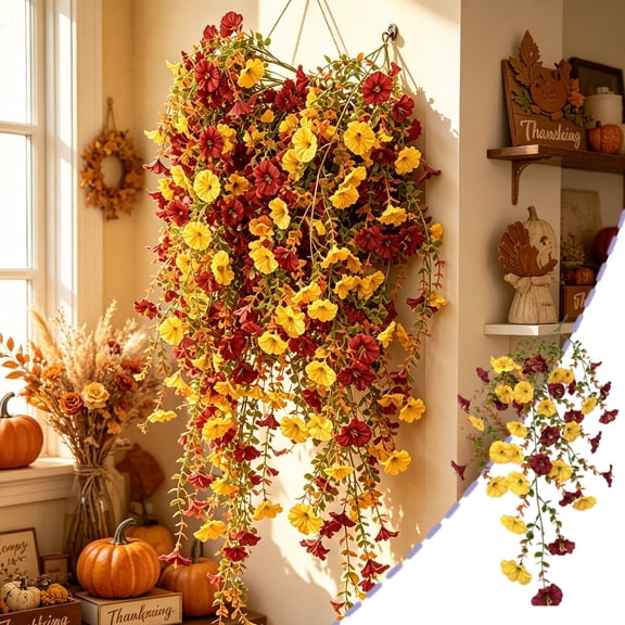 Thanksgiving Season Wall & Ceiling Decor, Fall Artificial Flower Hangings, Lifelike Faux Floral Arrangement for Outdoor Yard Entryway Farmhouse Interior Decor
