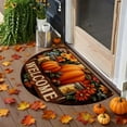 thumbnail image 1 of Thanksgiving Semicircle Door Mat – Non-Slip Absorbent Entrance Rug with Pumpkin Leaf Design for Fall Home Entryway, Bathroom and Porch Seasonal Decor, 1 of 6