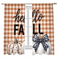 thumbnail image 1 of Thanksgiving Sheer Curtains 72 inches Long, Hello Fall Pumpkin Orange White Plaid Light Filtering Sheer Window Curtains Rod Pocket Voile Drapes for Bedroom Living Room, 52"W x 72"L 2 Panels, 1 of 7