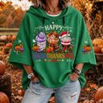 thumbnail image 1 of Thanksgiving Shirts for Women Happy Hallothanksmas Halloween Christmas 3/4 Sleeve Hooded Sweatshirt Graphic Tee Tops, 1 of 4
