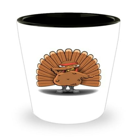 Thanksgiving Shot Glass, Dabbing Turkey, Funny Holiday Gift, Mini Glassware, 1.5oz Cup