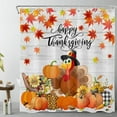 thumbnail image 1 of Thanksgiving Shower Curtain for Bathroom, Fall Maple Leaves Pumpkins Sunflower and Turkey on Rustic Wood Boards Shower Curtain with Hooks, Autumn Holiday Shower Curtain Set, 72X72 inch, 1 of 6