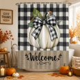 thumbnail image 1 of Thanksgiving Shower Curtains for Bathroom, Fall White Pumpkin Leaves Black Plaid Waterproof Fabric Shower Curtain, Decorative Bathroom Curtain for Bathtub, 36"x72", No Hooks Included, 1 of 9