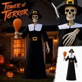 thumbnail image 1 of Thanksgiving Skeleton Costume Set with Giant Drumstick Prop and Pilgrim Style Robe for Halloween Yard Decoration, 1 of 6