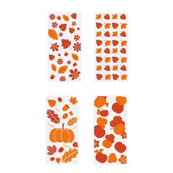Thanksgiving Snack Bread Packaging Bag, OPP Transparent Gift Bags, Pumpkin Maple Leaf Design, 210 Pieces Plastic Treat Bags 10.63x5.12 Inch, Tear Resistant Waterproof Party Favor Bags