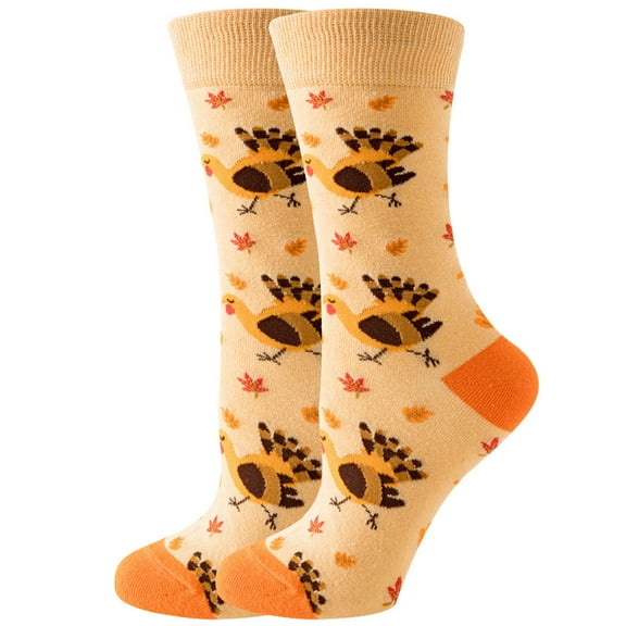 Thanksgiving Socks for Women Men Colorful Fall Designs Pumpkins Turkeys Leaf Pattern Cotton Middle Tube Socks Hosiery