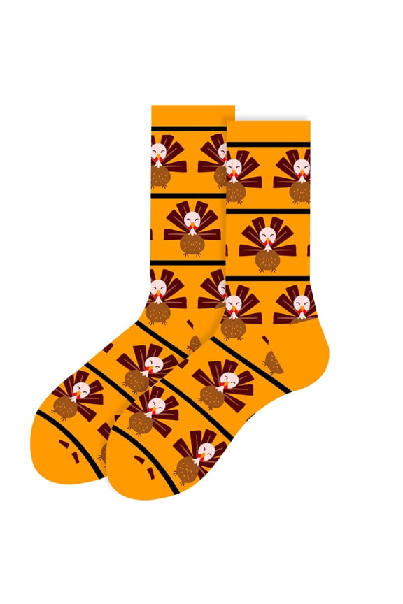 Thanksgiving Socks for Women Men Colorful Fall Designs Pumpkins Turkeys Pattern Cotton Middle Tube Socks Hosiery