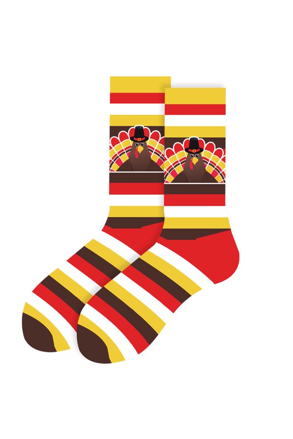 Thanksgiving Socks for Women Men Colorful Fall Designs Pumpkins Turkeys Pattern Cotton Middle Tube Socks Hosiery
