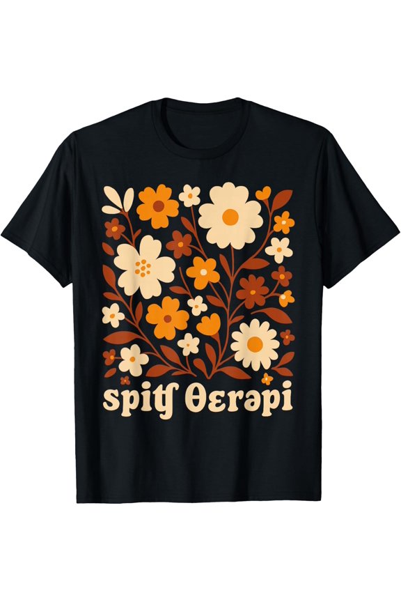 Thanksgiving Speech Therapy Fall Boho Floral Slp T-Shirt Size S-5XL