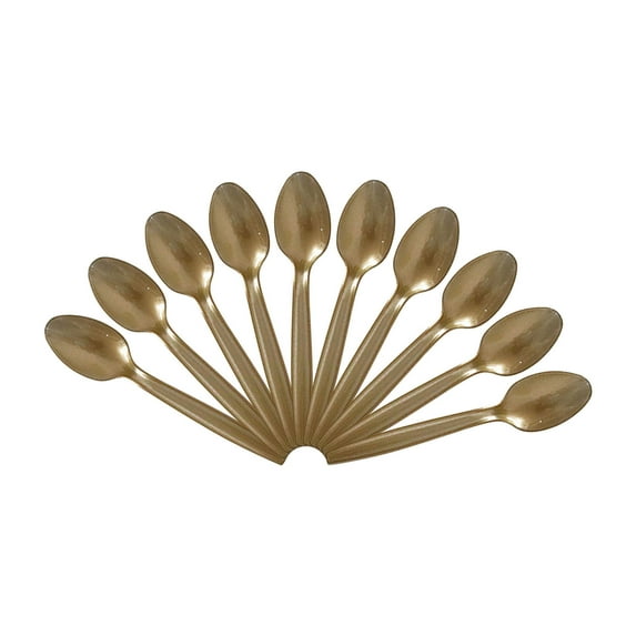 Thanksgiving Spoons, Fall Golden Plastic Spoons, 6.7 in Solid Spoon, Dessert Bread Salad Fruit Spoons, Luncheon Dinner Tableware, Soda Spoon, Disposable Cutlery, Heavy Duty Party Supplies, BBQ Picnic