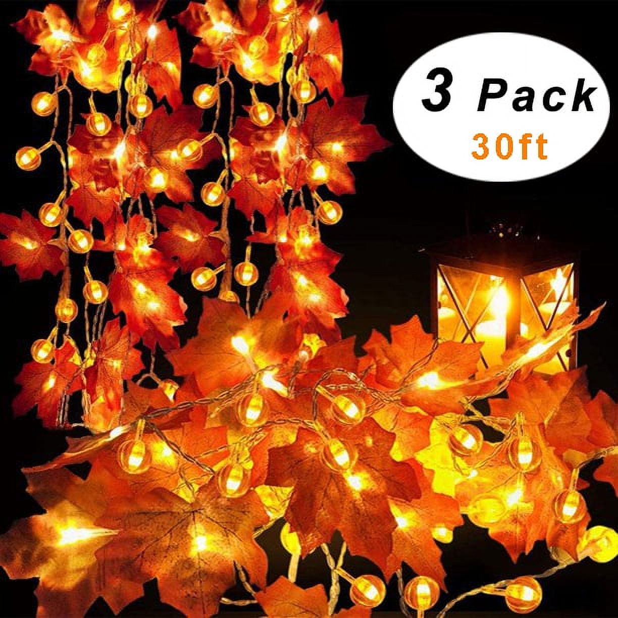 Niyattn Thanksgiving String Lights, Waterproof Pumpkin & Maple Leaf ...