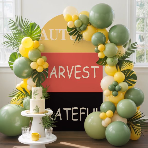 Thanksgiving Stripes Arch Backdrop Cover, 5FT, Fall Harvest Greatful Spandex Arch Covers Double-Sided Backdrop for Wedding Birthday Party Photo Background Decoration