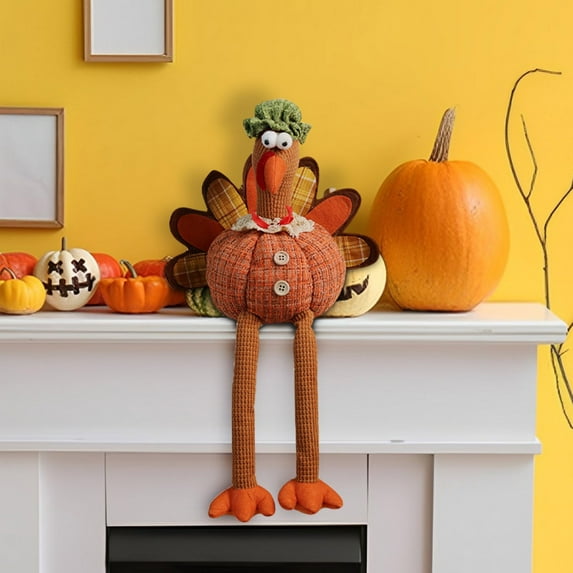 Thanksgiving Stuffed Turkey Doll Decor Thanksgiving Tabletop Decoration Exquisite Handmade Turkey Doll Kit for Autumn Fall Thanksgiving Home Decor Plush Doll for Autumn Harvest Home Table Ornaments