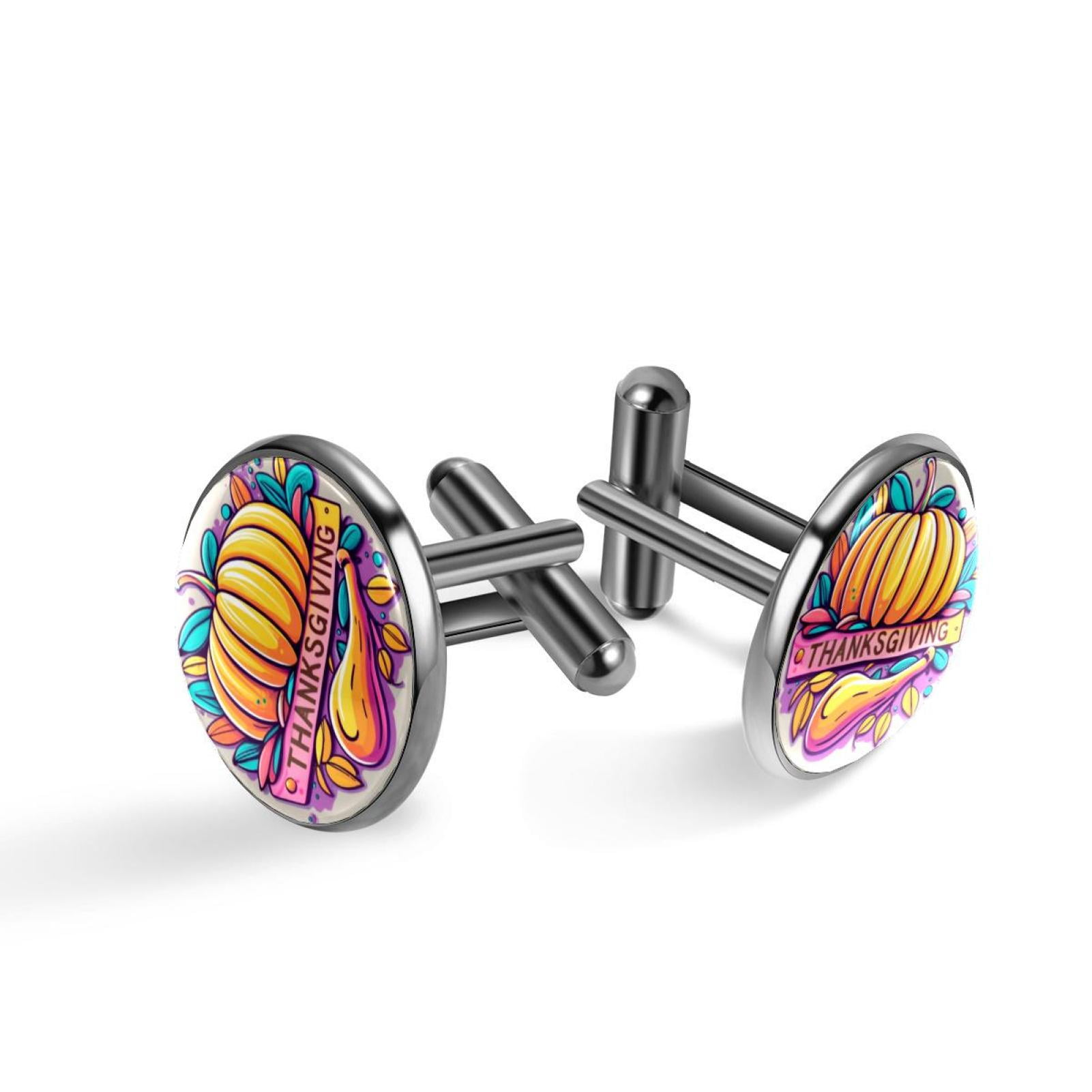 Thanksgiving Stylish Men's Cufflink Set in Silver Stainless Steel for ...