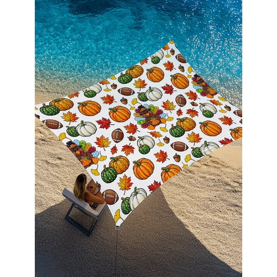 Thanksgiving Sun Shade Sail 6.5' x 10', Fall Harvest Orange Green ...