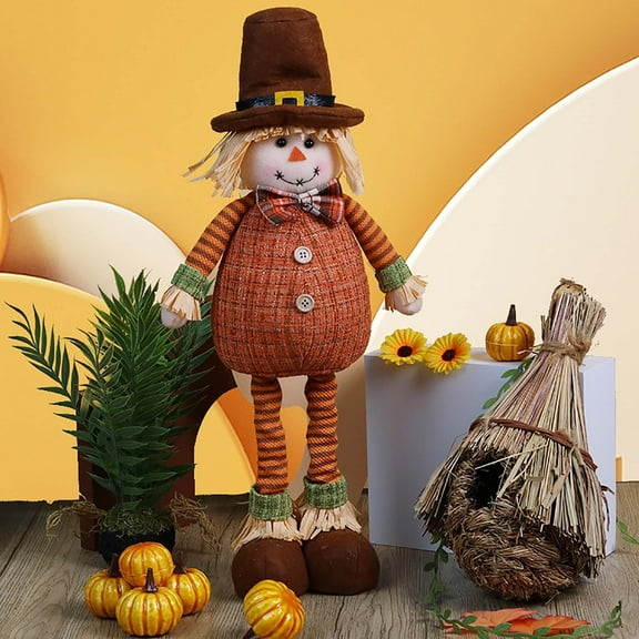 Thanksgiving Sunflower Hanging Leg Doll Decorative Hat Home Decor Festival Ornament - Harvest Theme Unique Design(Orange-B)