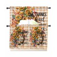 thumbnail image 1 of Thanksgiving Swag Kitchen Curtains Sets for Windows 24 Inch Length, Autumn Wreath Sunflower Plaid Orange Short Window Curtain Panels Swags Valances and Tiers 3 Piece Set for Cafe/Dining Room, 1 of 5
