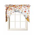 thumbnail image 1 of Thanksgiving Swag Valances for Windows, Small Curtains Drapes, Fall Maple Leaf Orange White Pumpkin Kitchen Window Curtains Over Sink Rod Pocket Window Treatment Valance for Bedroom/Bathroom 56"x36", 1 of 5