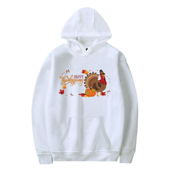 Thanksgiving Sweatshirt Men's and Women's Fleece Long Sleeve Hoodie Pumpkin Turkey