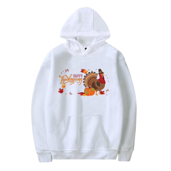 Thanksgiving Sweatshirt Men's and Women's Fleece Long Sleeve Hoodie Pumpkin Turkey