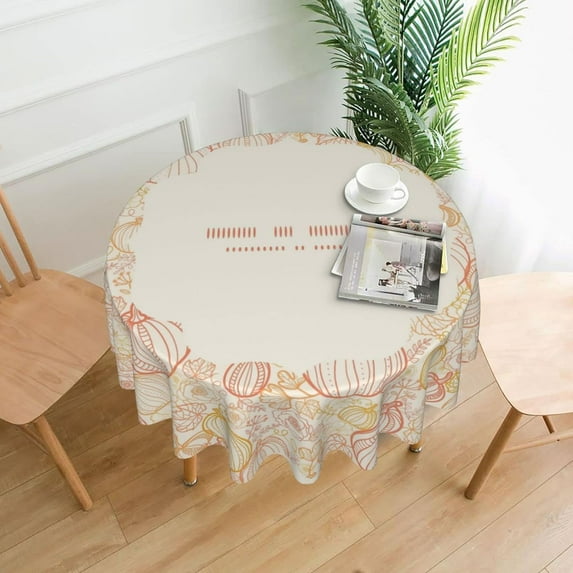Thanksgiving Table Cloth Round Table Cover Wrinkle Resistant Waterproof Tablecloth 60 Inch Washable for Kitchen Party Picnic Fall Decorations for Home01