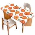 thumbnail image 1 of Thanksgiving Table Cloths for 3 Foot Rectangle Tables, Fall Orange Pumpkin Green Maple Leaves Patio Waterproof Elastic Fitted Tablecloths, Washable Rectangular Table Cover for Camping, 1 of 8