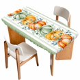 thumbnail image 1 of Thanksgiving Table Cloths for 6 Foot Rectangle Tables, Fall Sage Green Pumpkin Eucalyptus Leaf Patio Waterproof Elastic Fitted Tablecloths, Washable Rectangular Table Cover for Camping, 1 of 8