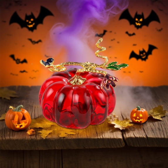 Thanksgiving Table Decorations Hand Blown Glass Pumpkin Figurine Glass Pumpkins for Decorating Ornament Crystal Pumpkin Figurine Collectible