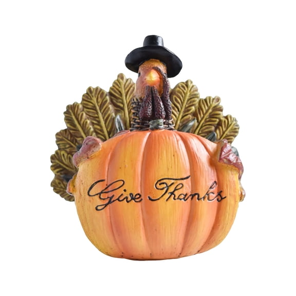 Thanksgiving Table Decorations Resin Turkey Statue with Pumpkin, Fall Harvest Thanksgiving Decor Charming Turkey Figurine for Home Kitchen Office Bookshelf Ornament