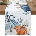 thumbnail image 1 of Thanksgiving Table Runner 120 Inches Long for Dining Table Decor,Blue White Pumpkin Eucalyptus Autumn Burlap Linen Farmhouse Table Runner Coffee Table Runners Dresser Scarf for Kitchen Party Holiday, 1 of 8