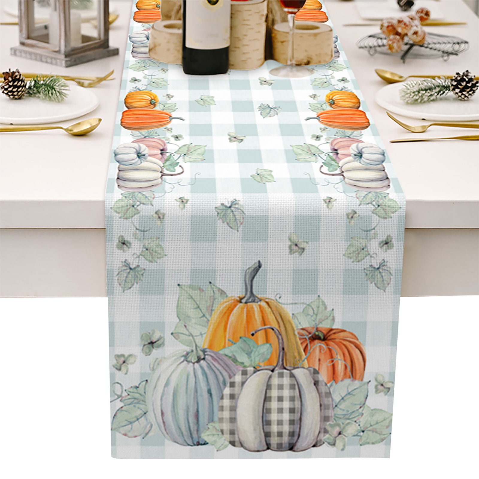 Thanksgiving Table Runner 36 Inches Long x13 Burlap Linen Holiday Fall