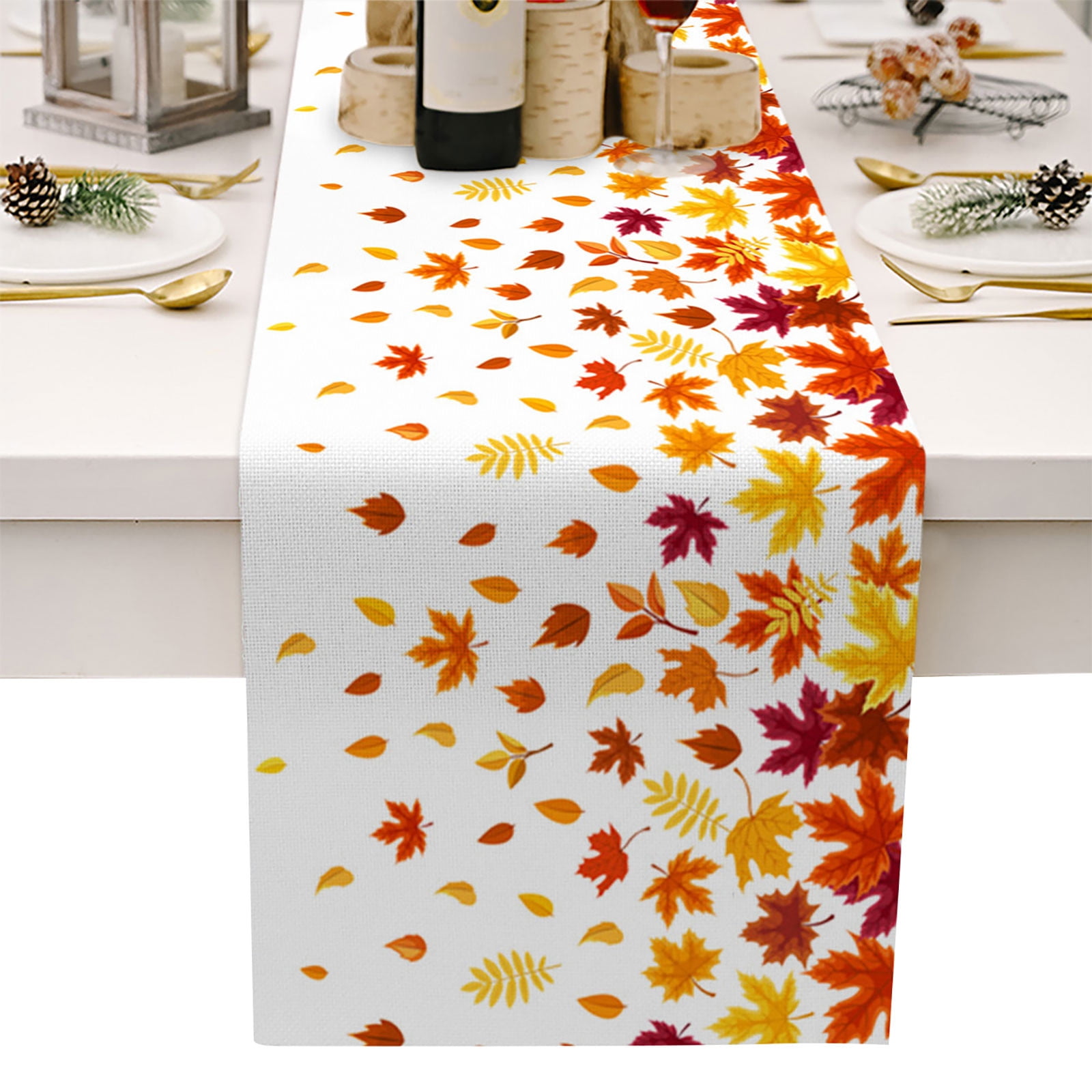 Thanksgiving Table Runner 36 Inches Long x13 Burlap Linen Holiday Fall
