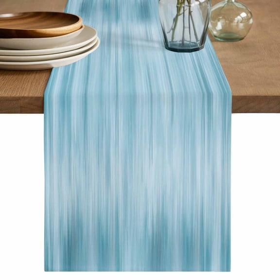 Teal Blue Table Runner 70 Inches, Modern Abstract Art Ombre Striped Bed Runner Dresser Scarves Tabletop for Indoor Outdoor Parties/Ceremony/Banquet, 13" x 70"