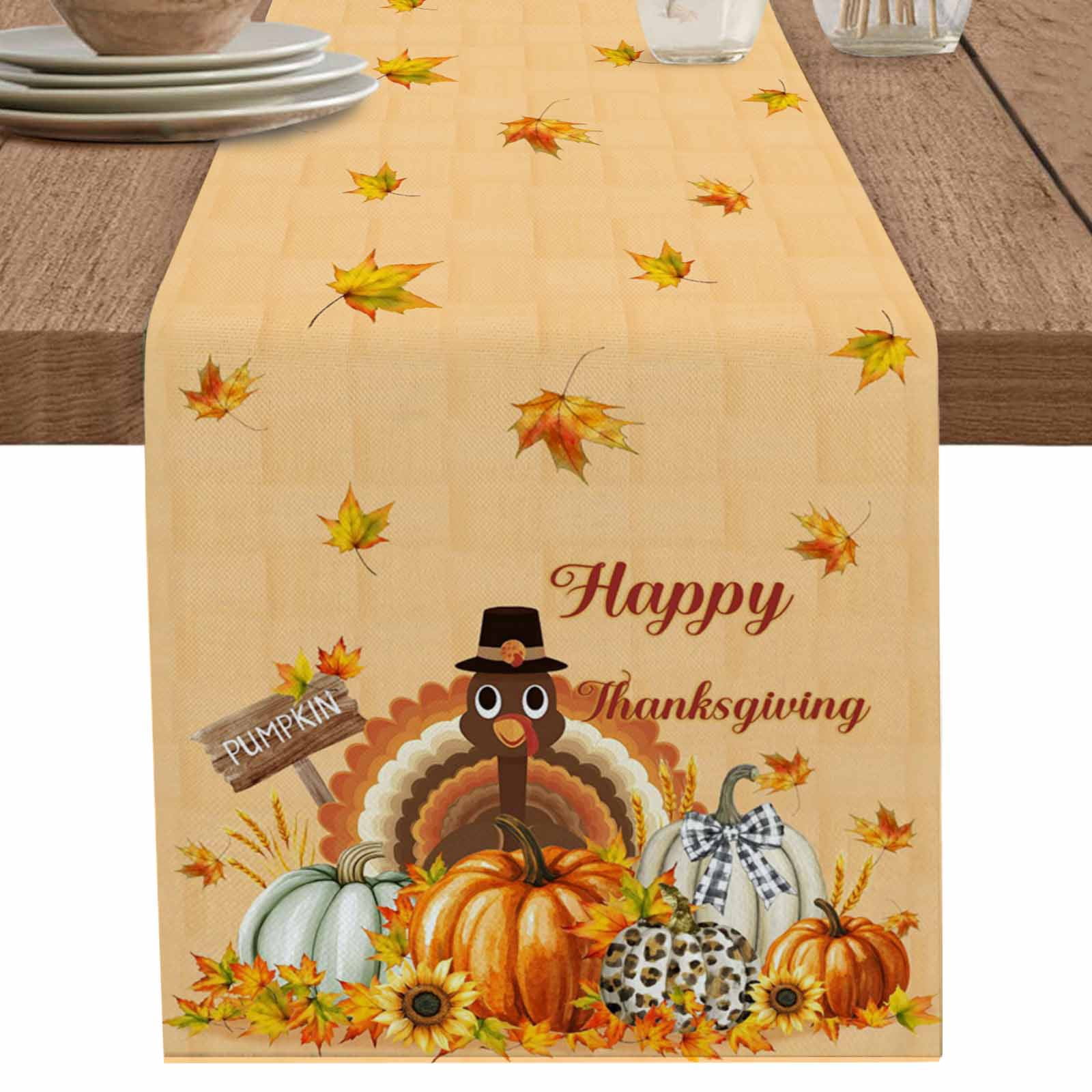 Thanksgiving Table Runner 90 Inches Long for Dining Table Decor,Orange ...
