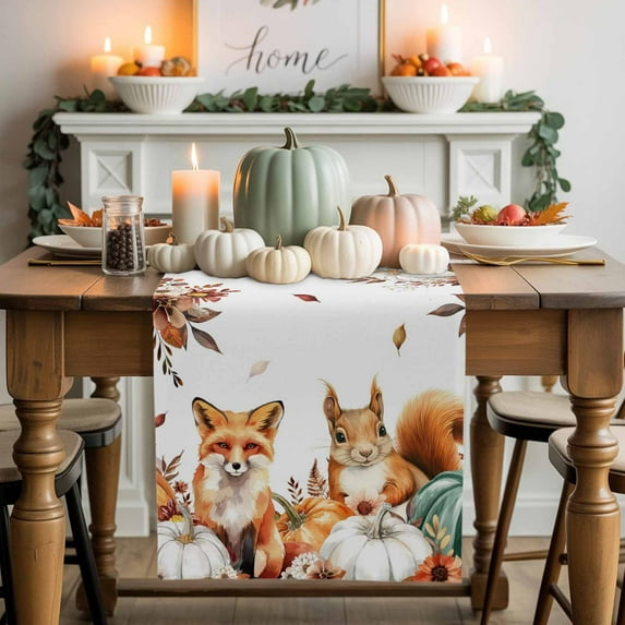 Thanksgiving Table Runner, Autumn Thanksgiving Kitchen Dining Table Decoration for Home Party Decor 13x120 Inches