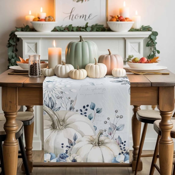 Thanksgiving Table Runner, Autumn Thanksgiving Kitchen Dining Table Decoration for Home Party Decor 13x60 Inches